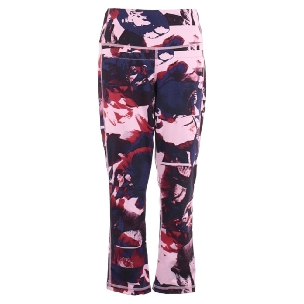 Lucy Hatha Yoga Crop Leggings S Abstract Floral Compression Pocket Pink